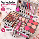 Maleta De Maquiagem Completa Rosa 49 Itens  Luxo Kit Premium