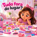 Maleta de Maquiagem Infantil Luxo Rosa com Espelho