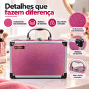 Maleta De Maquiagem Completa Rosa 49 Itens  Luxo Kit Premium