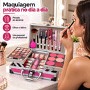 Maleta De Maquiagem Completa Rosa 49 Itens  Luxo Kit Premium