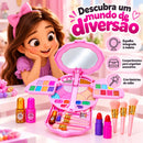 Maleta de Maquiagem Infantil Luxo Rosa com Espelho