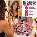 Maleta De Maquiagem Completa Rosa 49 Itens  Luxo Kit Premium