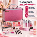 Maleta De Maquiagem Completa Rosa 49 Itens  Luxo Kit Premium