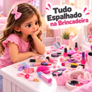 Maleta De Maquiagem Infantil Rosa Com Acessórios Premium